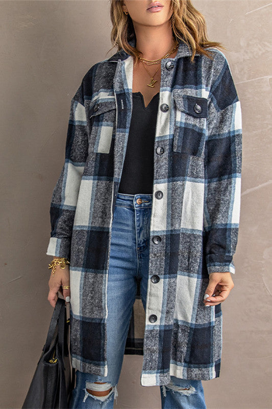 Drune | Strick Lange Lässige Tweed Karo Jacke