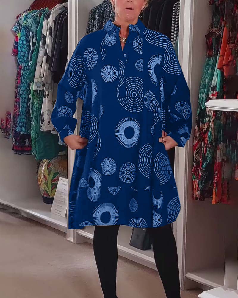 Drune | Kleid mit Revers und Geometrischem Print