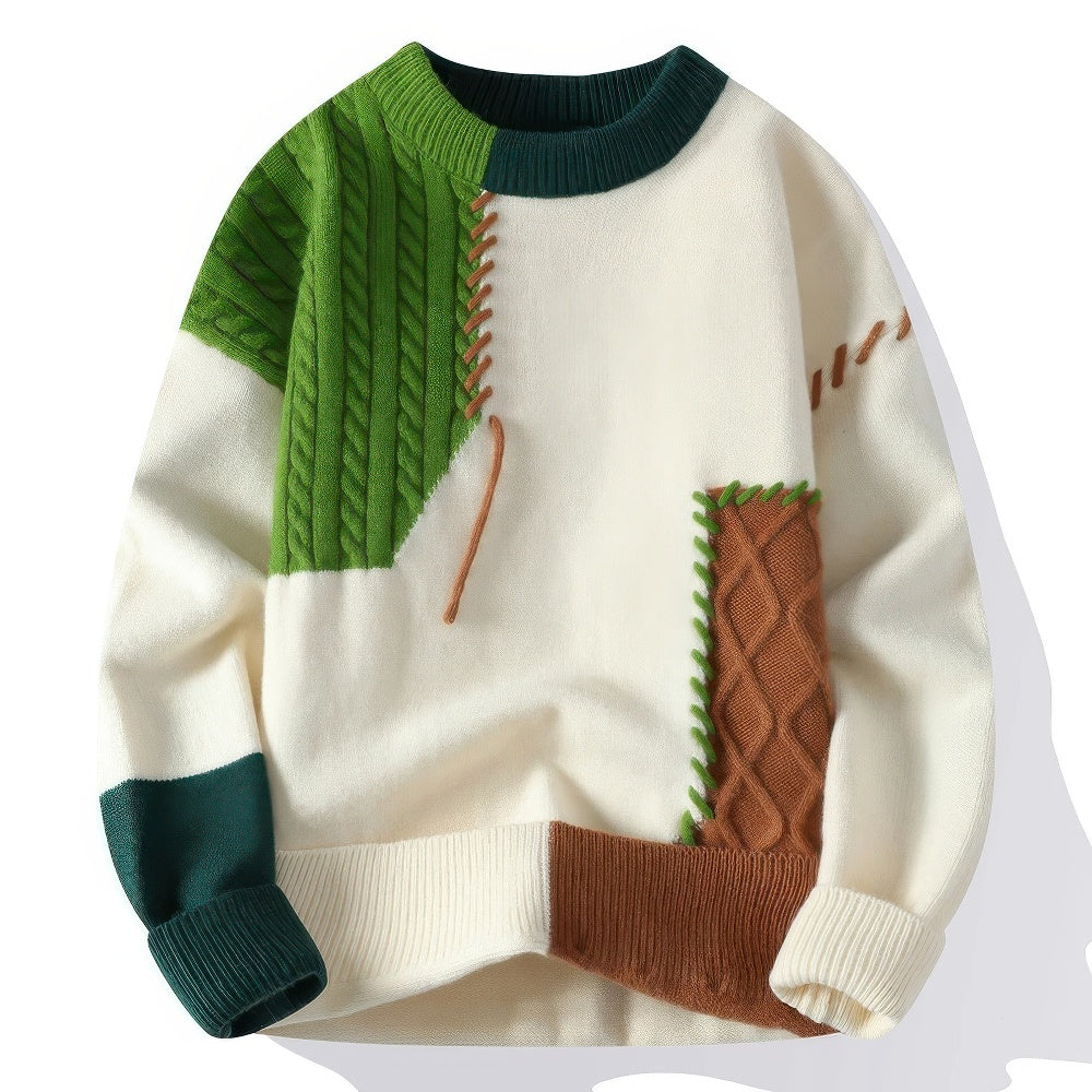 Drune | Unisex-Pullover mit Rollkragen im Patchwork-Stil