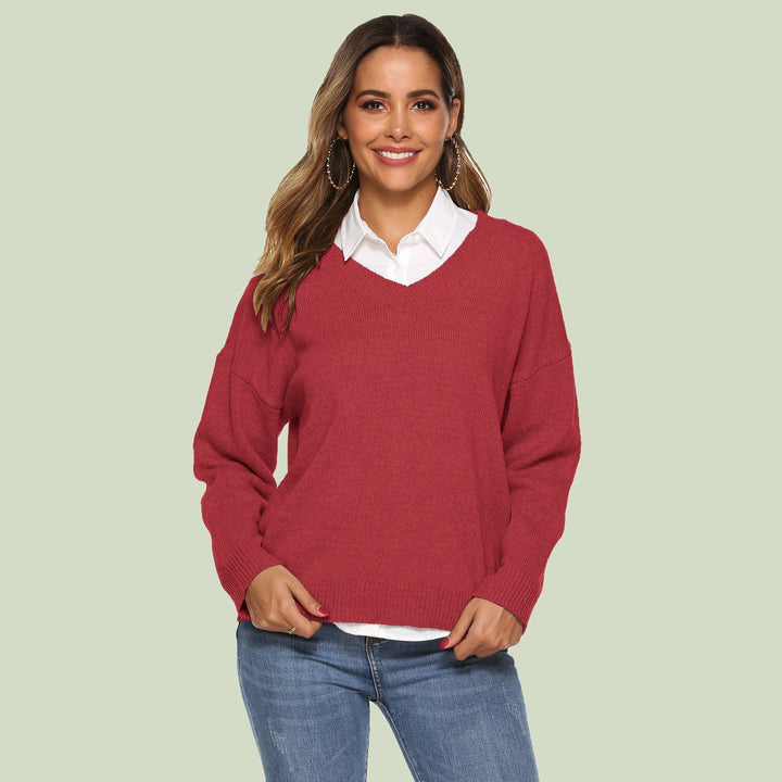 Drune | Strickpullover V-Ausschnitt Relaxed Fit Lange Ärmel Weich Und Bequem