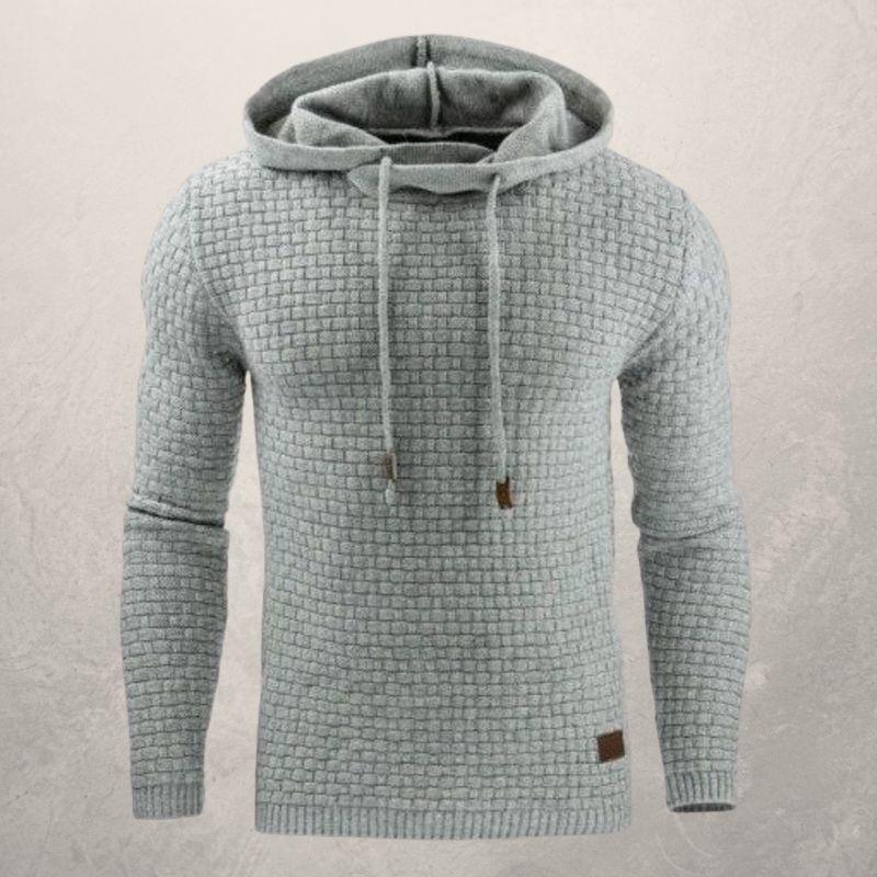 Drune | Slim Fit Kapuzenpullover Korbmuster Strick Kapuzenpullover