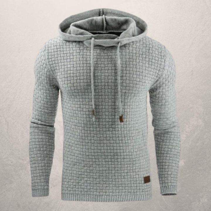 Drune | Slim Fit Kapuzenpullover Korbmuster Strick Kapuzenpullover