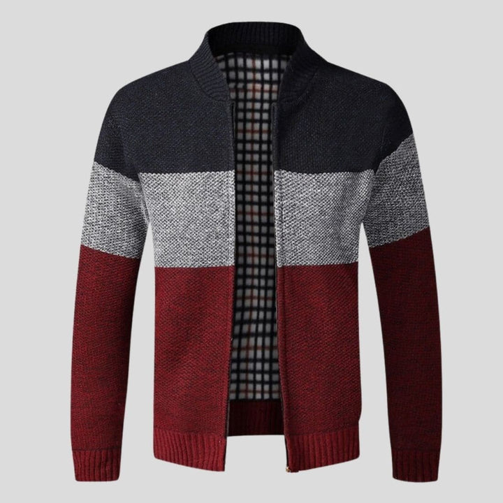 Drune | Strickjacke Reißverschluss Gerippter Kragen, Bündchen Und Saum Bequeme Passform