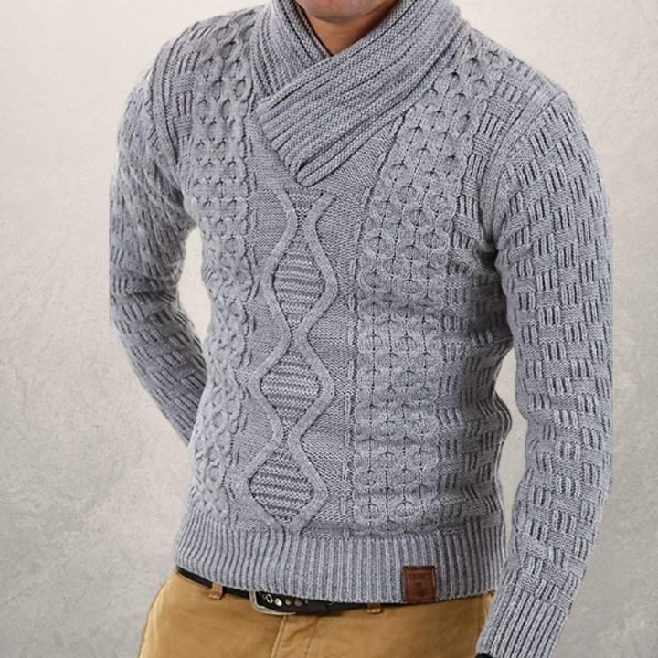 Drune | Wollschal Kragen Pullover Kabelstrick Winterpullover