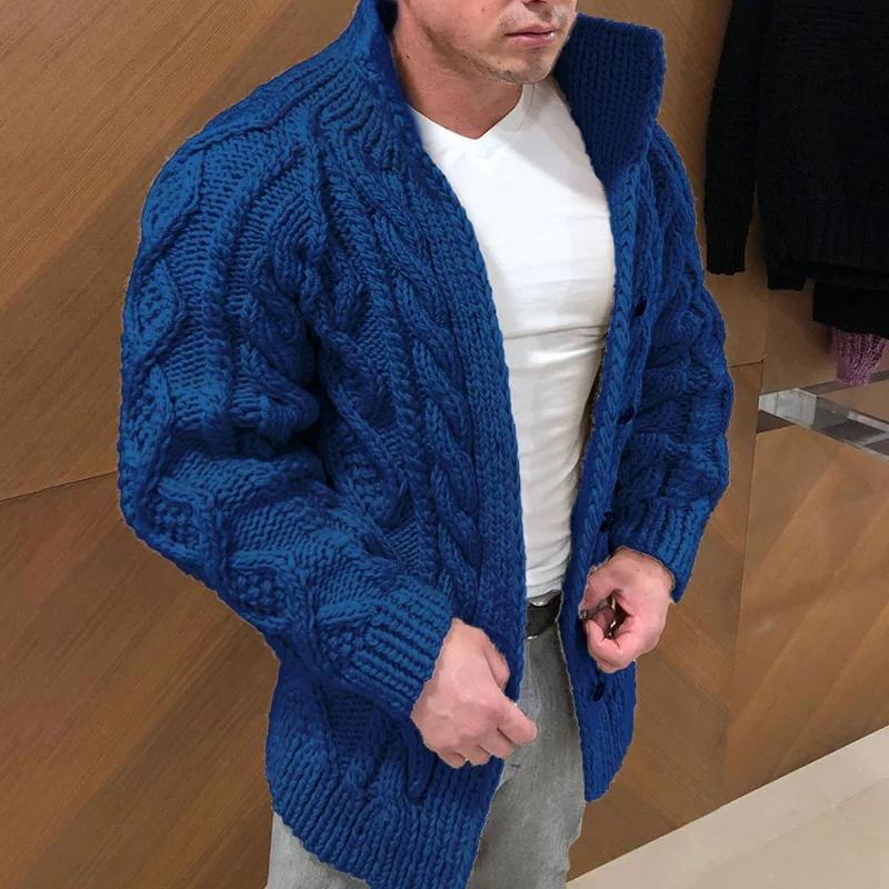 Drune | StrickStrickjacke Dickes Kabelstrick Hoher Kragen Lockere Passform Knöpfe