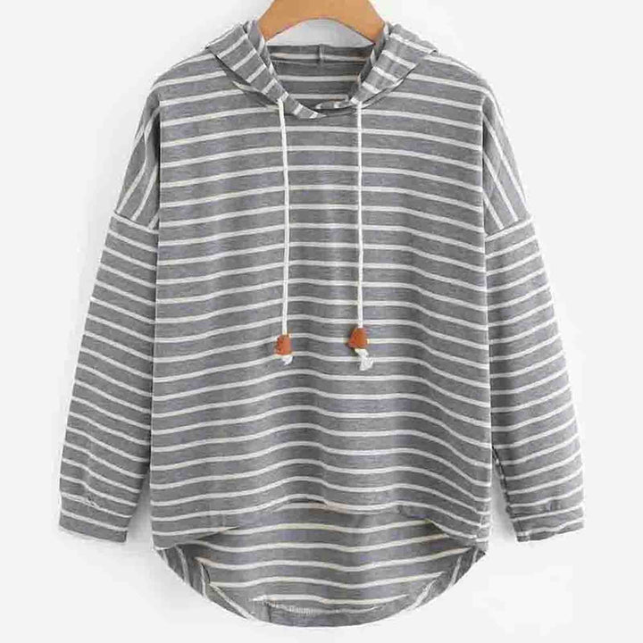 Drune | Hoodie - Streifenmuster - Lockere Passform - weiches Strickmaterial mit Kordelzugkapuze