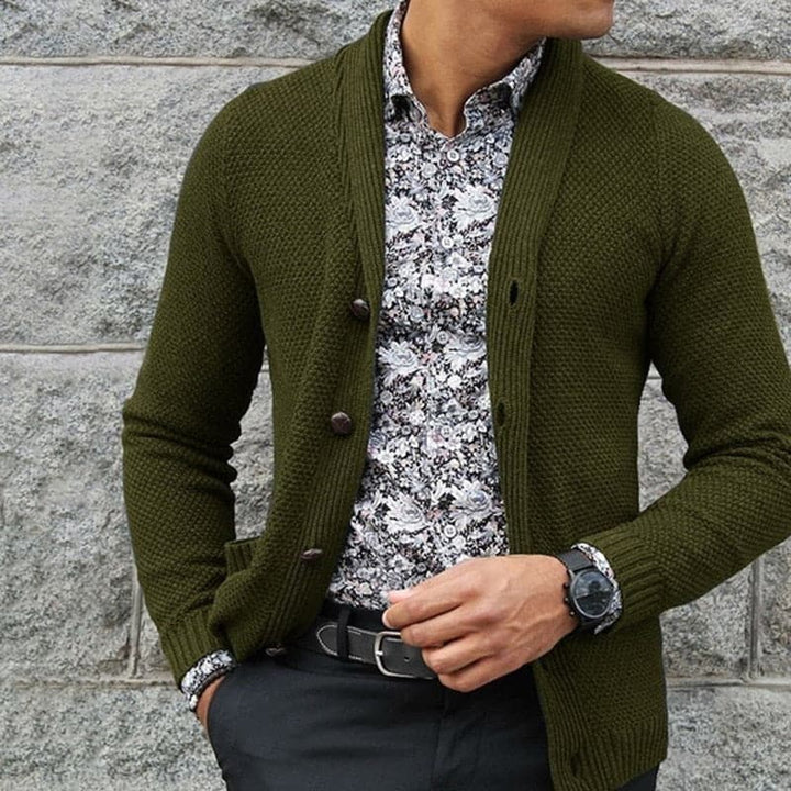 Drune | Strickjacke Slim Fit Strickmuster Knöpfe Weiche Wollmischung