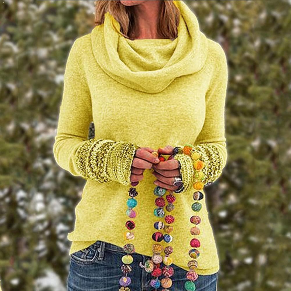 Drune | Wolle Cowl Neck Pullover Sweatshirt Lässiger Schnitt Pullover