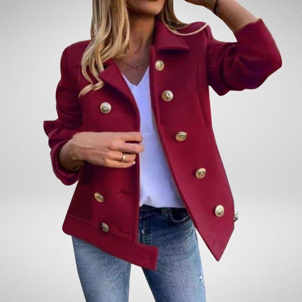 Drune | Peacoat Doppelreiher Taillierte Passform Breite Revers Elegante Knöpfe
