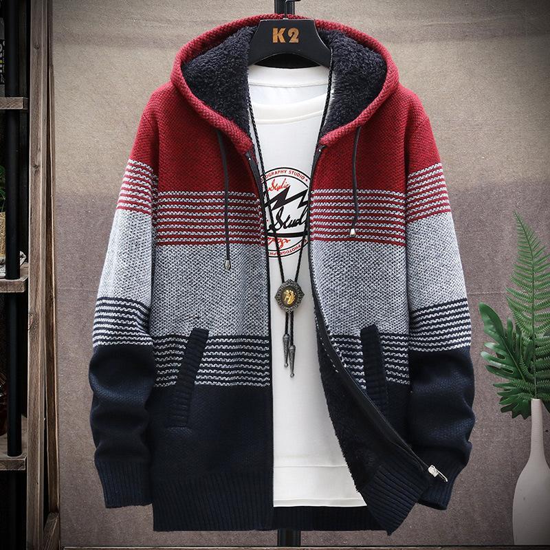 Drune | Strick Kapuzenpullover Reißverschluss Bequem Ribbed Bündchen Und Saum