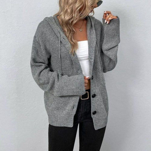 Drune | Weicher Strick Kapuzenpullover Strickjacke