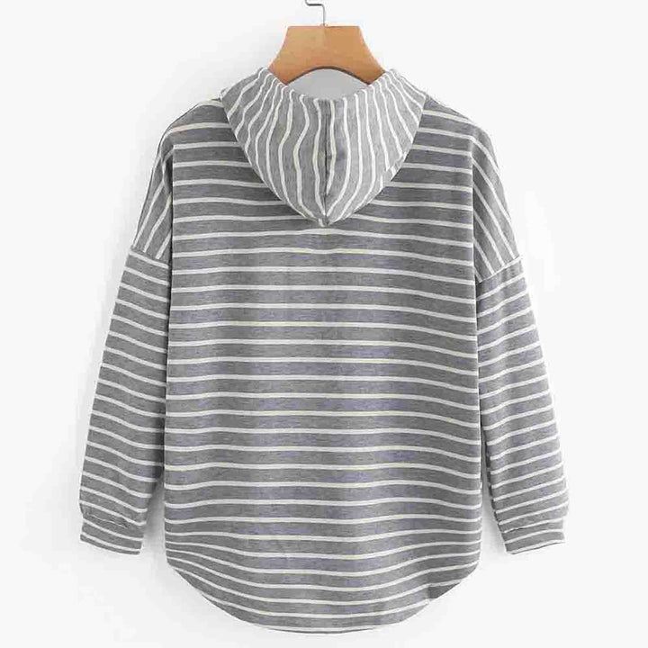 Drune | Kapuzenpullover Gestreiftes Design Bequeme Lockere Passform Langärmlig Freizeit