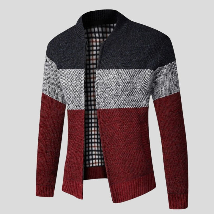 Drune | Strickjacke Reißverschluss Gerippter Kragen, Bündchen Und Saum Bequeme Passform