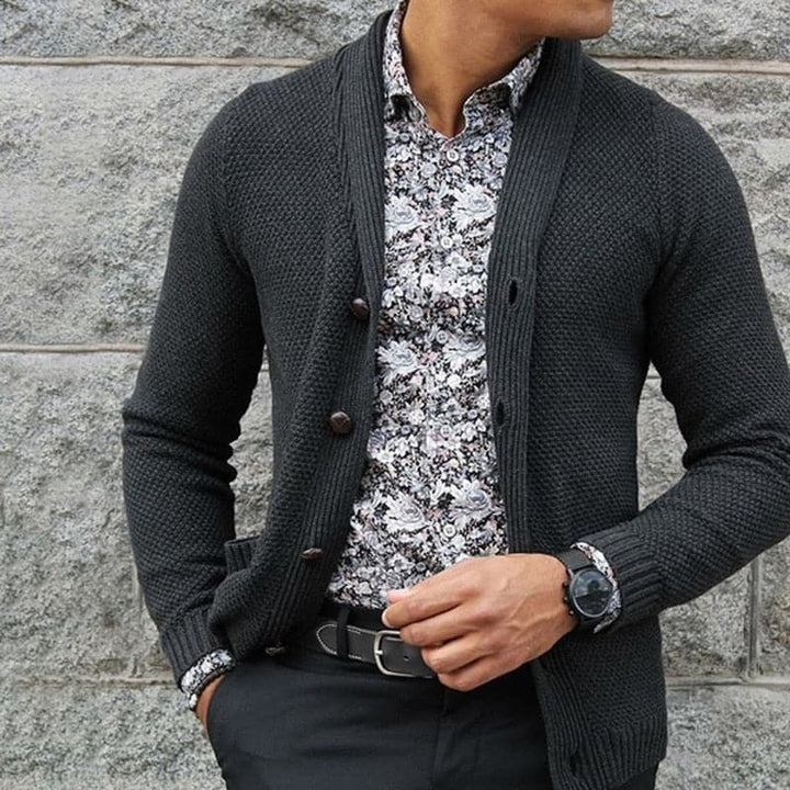 Drune | Strickjacke Slim Fit Strickmuster Knöpfe Weiche Wollmischung