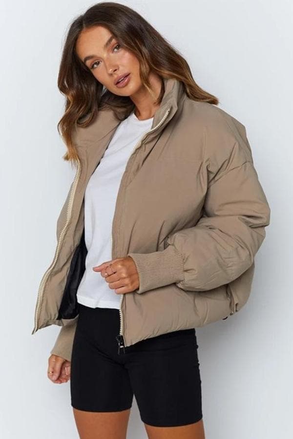 Drune | Pufferjacke Gestepptes Design Übergroß Passform Hoher Kragen Gepolstert Und Warm
