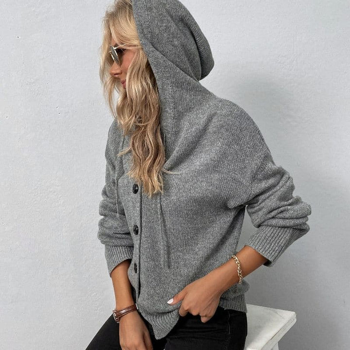 Drune | Weicher Strick Kapuzenpullover Strickjacke