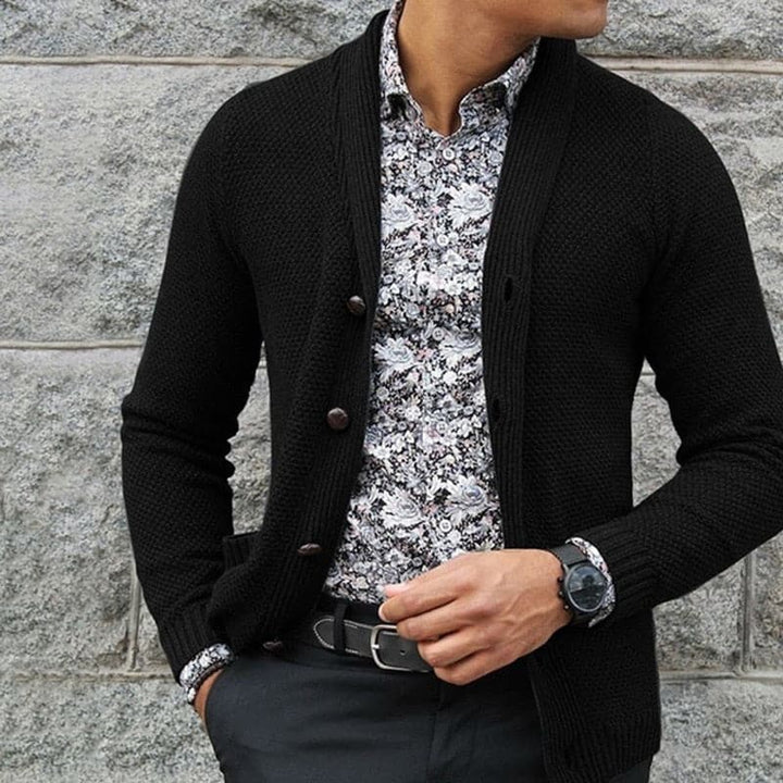 Drune | Strickjacke Slim Fit Strickmuster Knöpfe Weiche Wollmischung