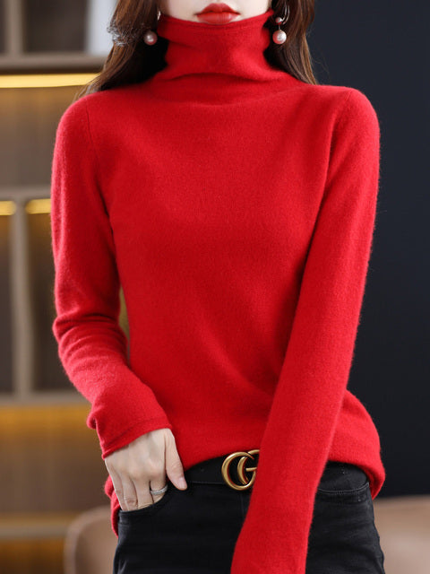 Drune | Damen Freizeit Rollkragenpullover Aus Baumwolle Mit Langen Ärmeln
