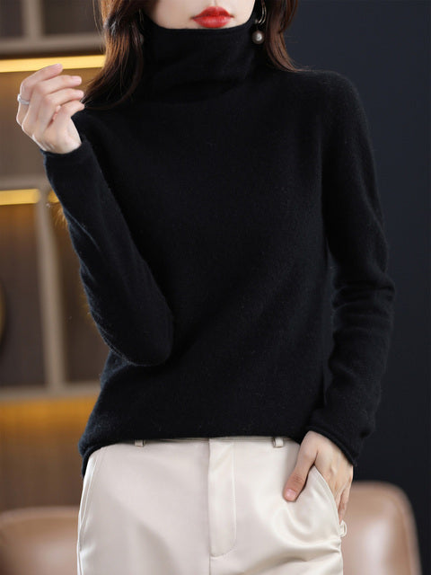 Drune | Damen Freizeit Rollkragenpullover Aus Baumwolle Mit Langen Ärmeln
