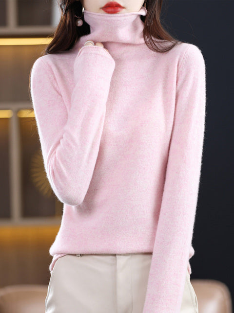 Drune | Damen Freizeit Rollkragenpullover Aus Baumwolle Mit Langen Ärmeln