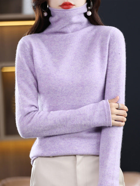 Drune | Damen Freizeit Rollkragenpullover Aus Baumwolle Mit Langen Ärmeln