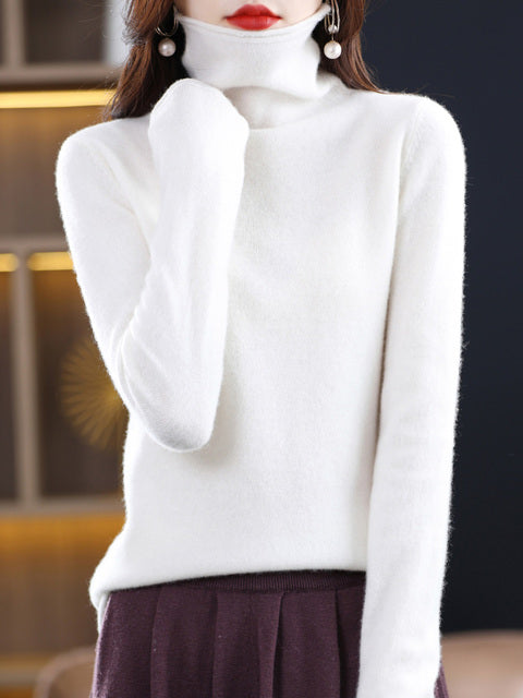 Drune | Damen Freizeit Rollkragenpullover Aus Baumwolle Mit Langen Ärmeln