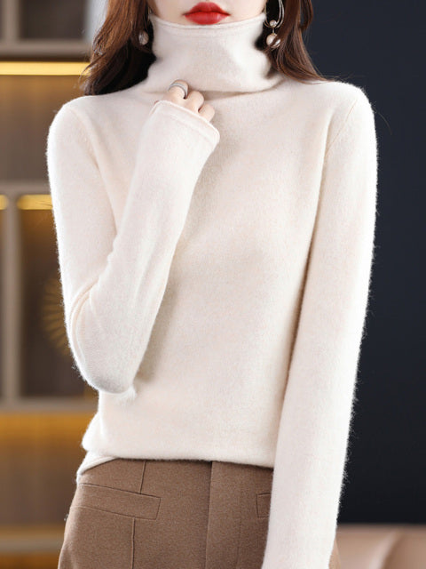 Drune | Damen Freizeit Rollkragenpullover Aus Baumwolle Mit Langen Ärmeln