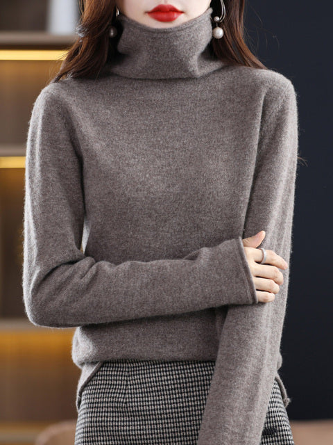 Drune | Damen Freizeit Rollkragenpullover Aus Baumwolle Mit Langen Ärmeln