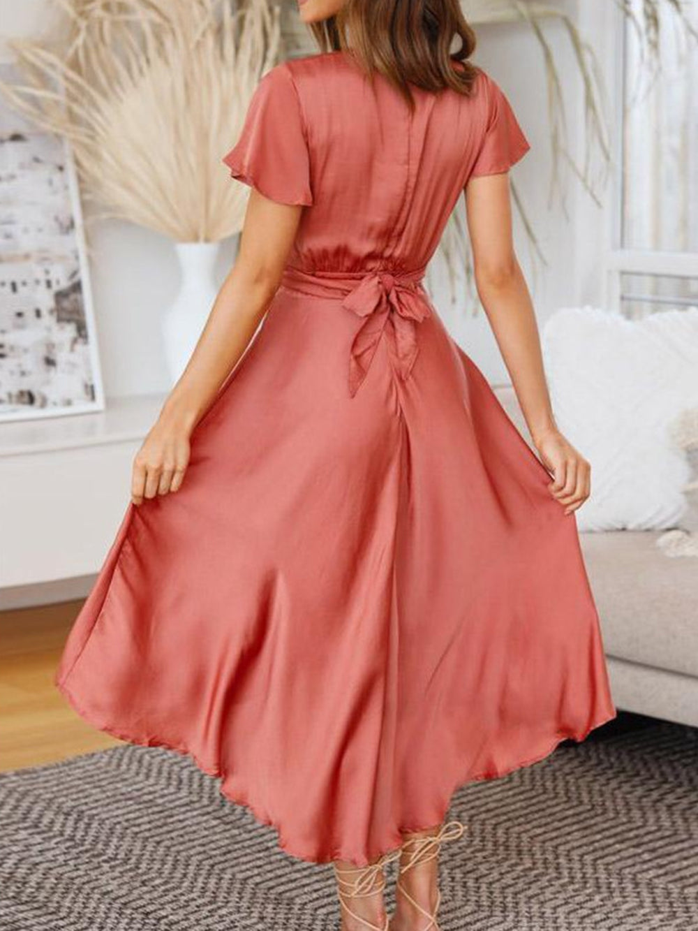 Drune | Satin Wickel Maxi Kleid für Damen