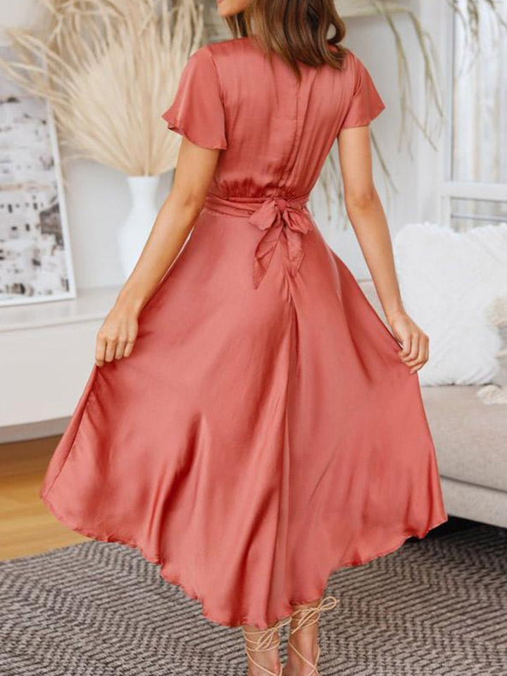 Drune | Satin Wickel Maxi Kleid für Damen