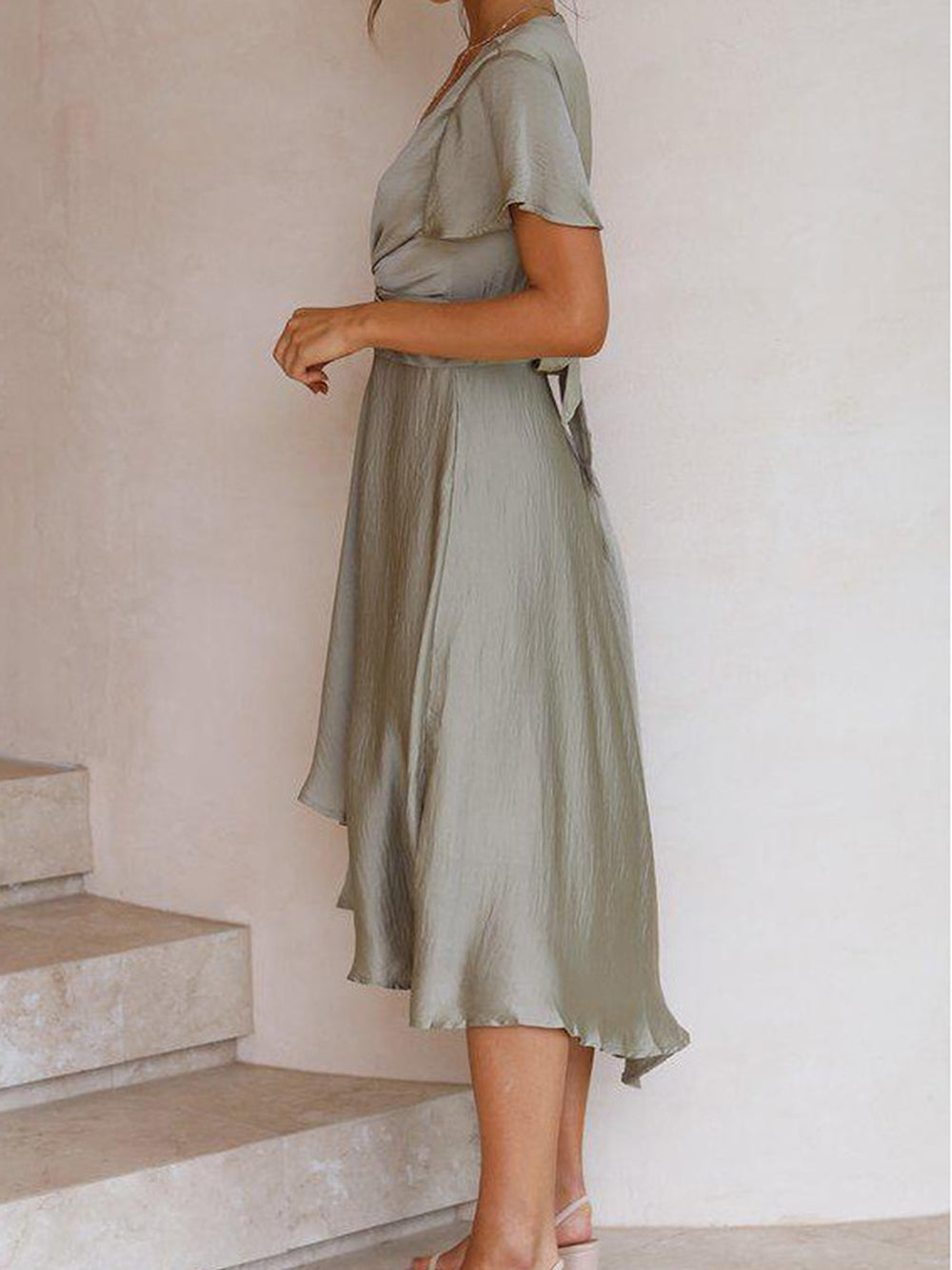 Drune | Satin Wickel Maxi Kleid für Damen