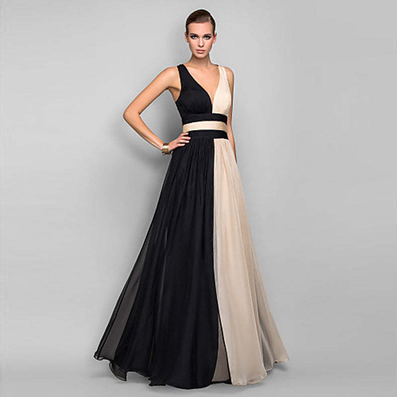 Damen Elegantes Maxi-Kleid mit asymmetrischem Design und tiefem V-Ausschnitt Drune