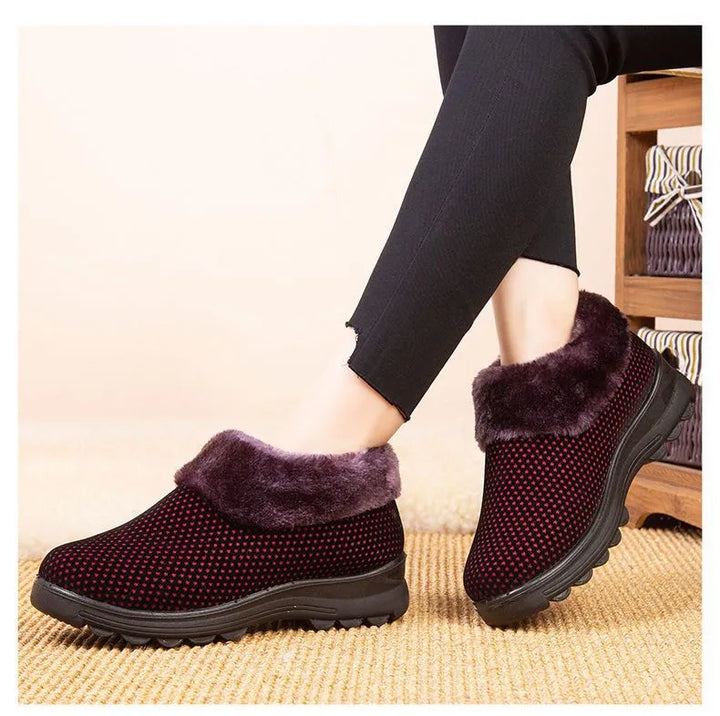 Drune | Damen Dicksohle Slip-On Plüschgefütterte Stiefel