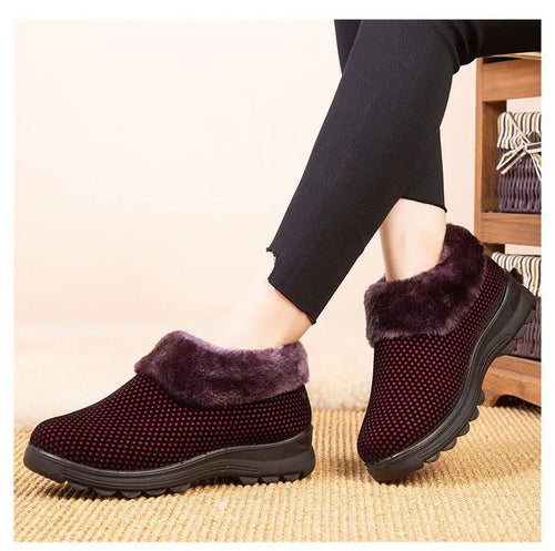 Drune | Damen Dicksohle Slip-On Plüschgefütterte Stiefel