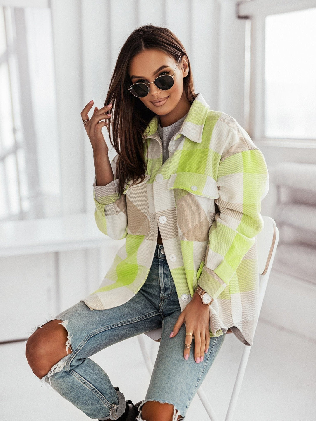 Drune | Karo Shacket - Polyester-Mischung - Auffällig und Trendy