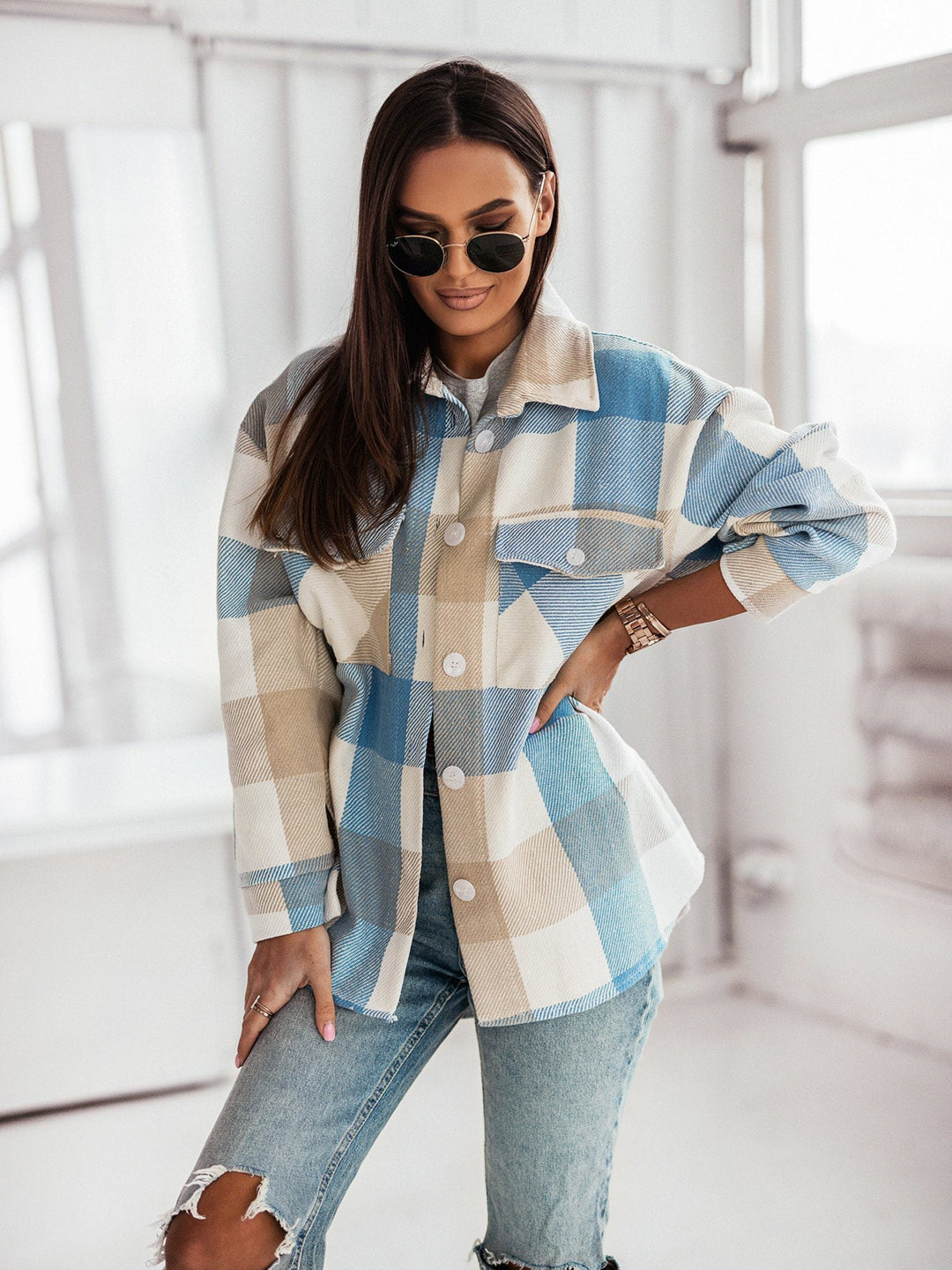 Drune | Karo Shacket - Polyester-Mischung - Auffällig und Trendy
