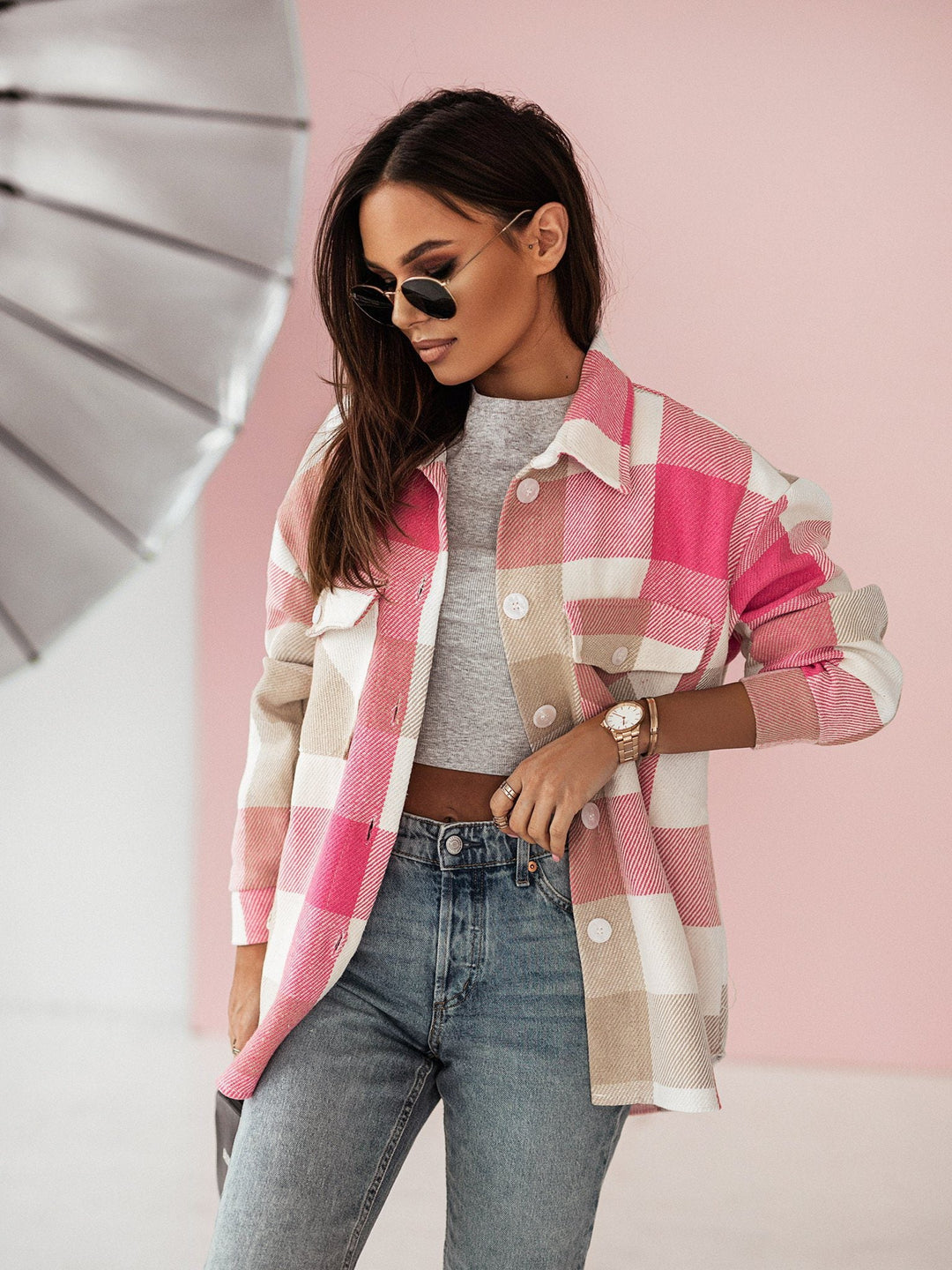 Drune | Karo Shacket - Polyester-Mischung - Auffällig und Trendy