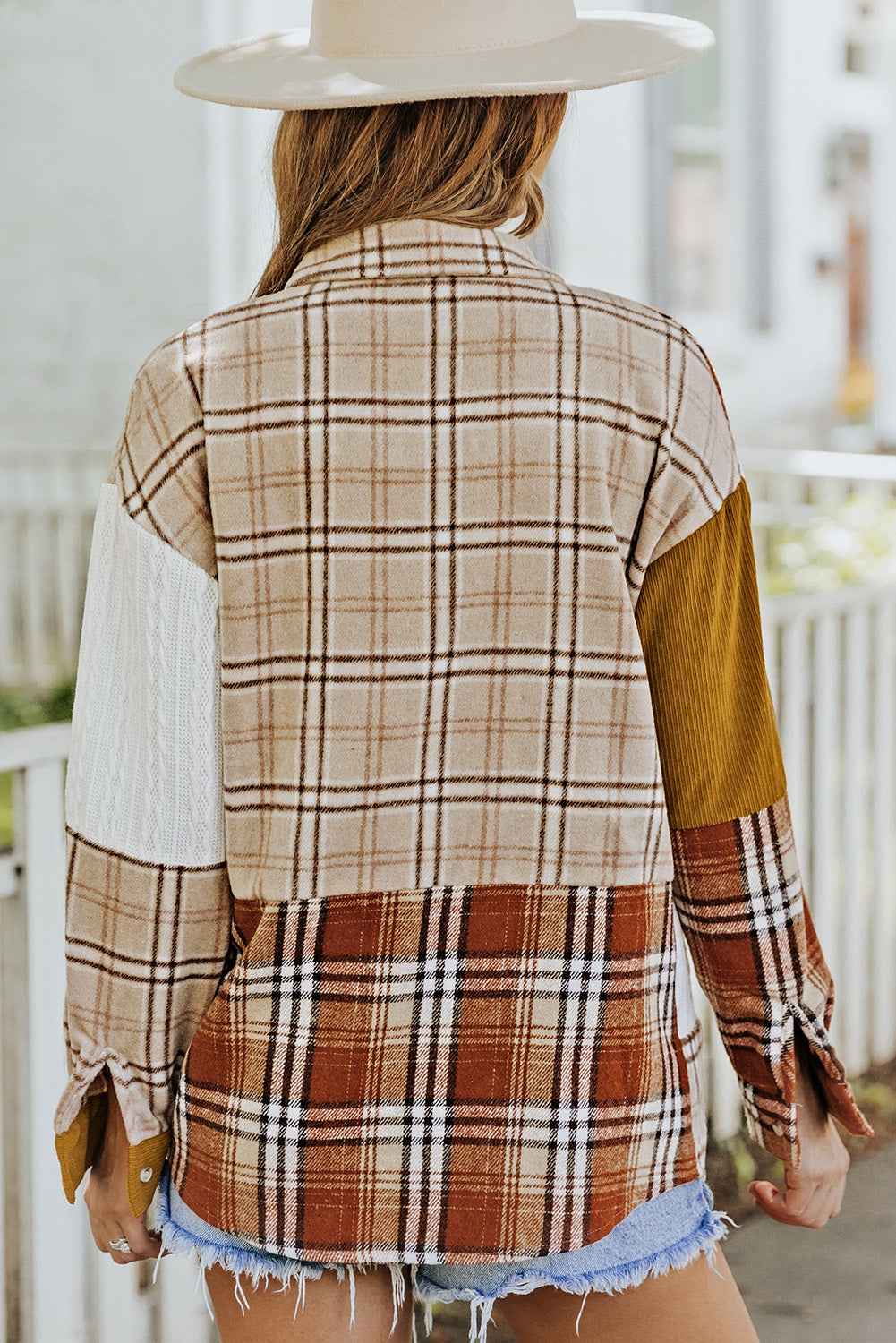 Drune | Gitterhemde mit Patchwork-details Baumwollmischung Perfekt Für Layering
