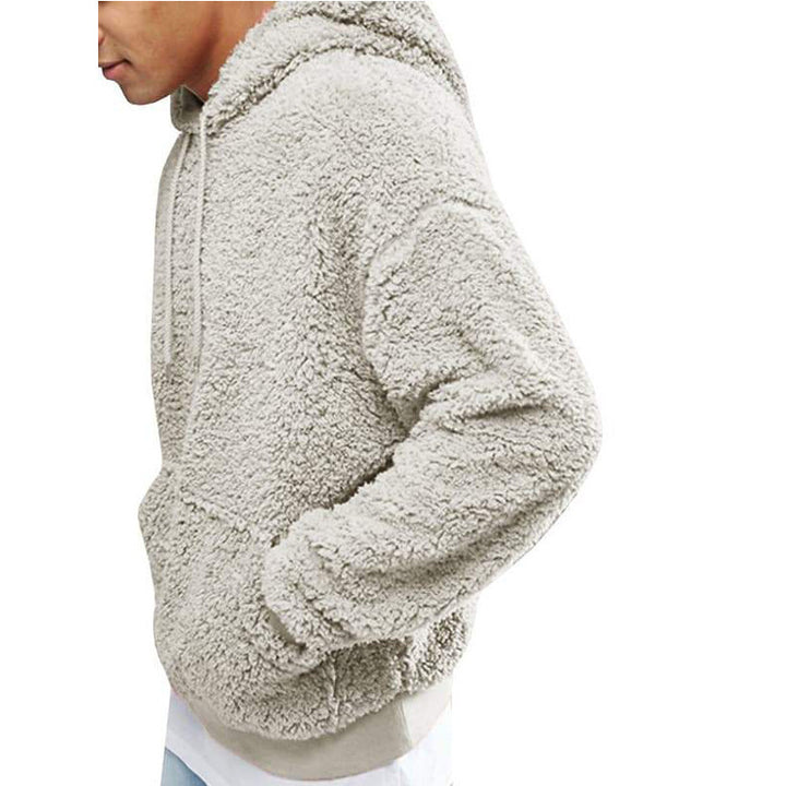 Herren Kuscheliger Teddy-Pullover mit Kapuze und elastischem Bund Drune