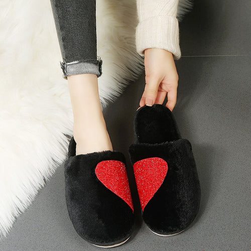 Damen Flauschige Hausschuhe mit funkelndem Herz-Design Drune