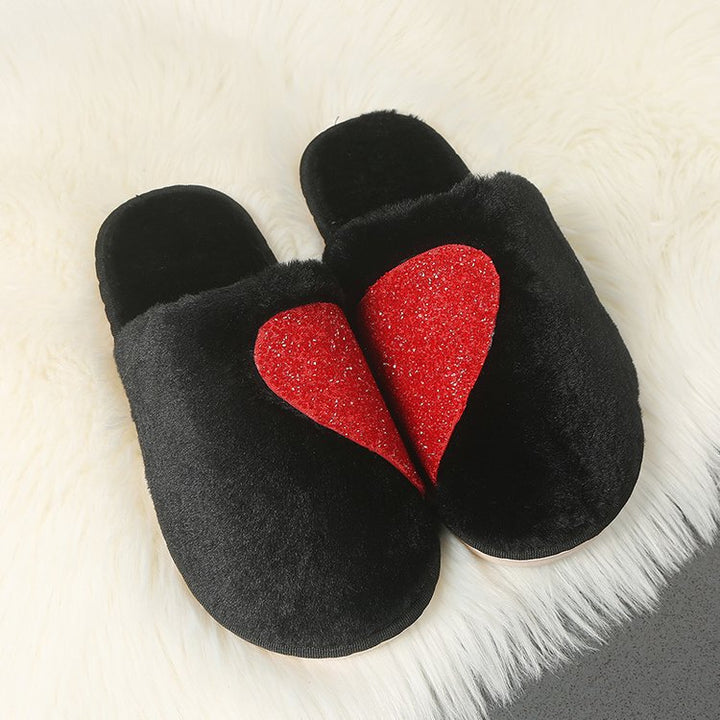 Damen Flauschige Hausschuhe mit funkelndem Herz-Design Drune
