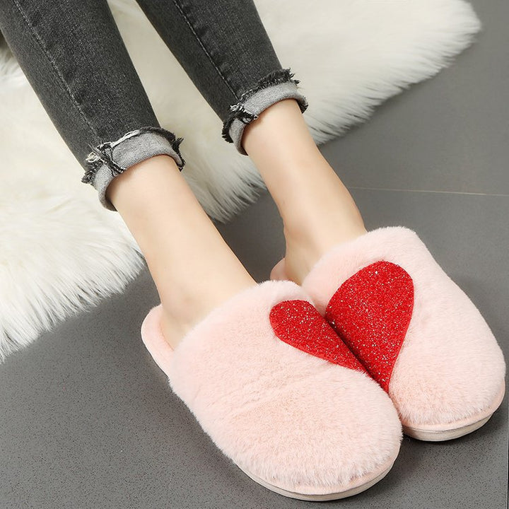 Damen Flauschige Hausschuhe mit funkelndem Herz-Design Drune