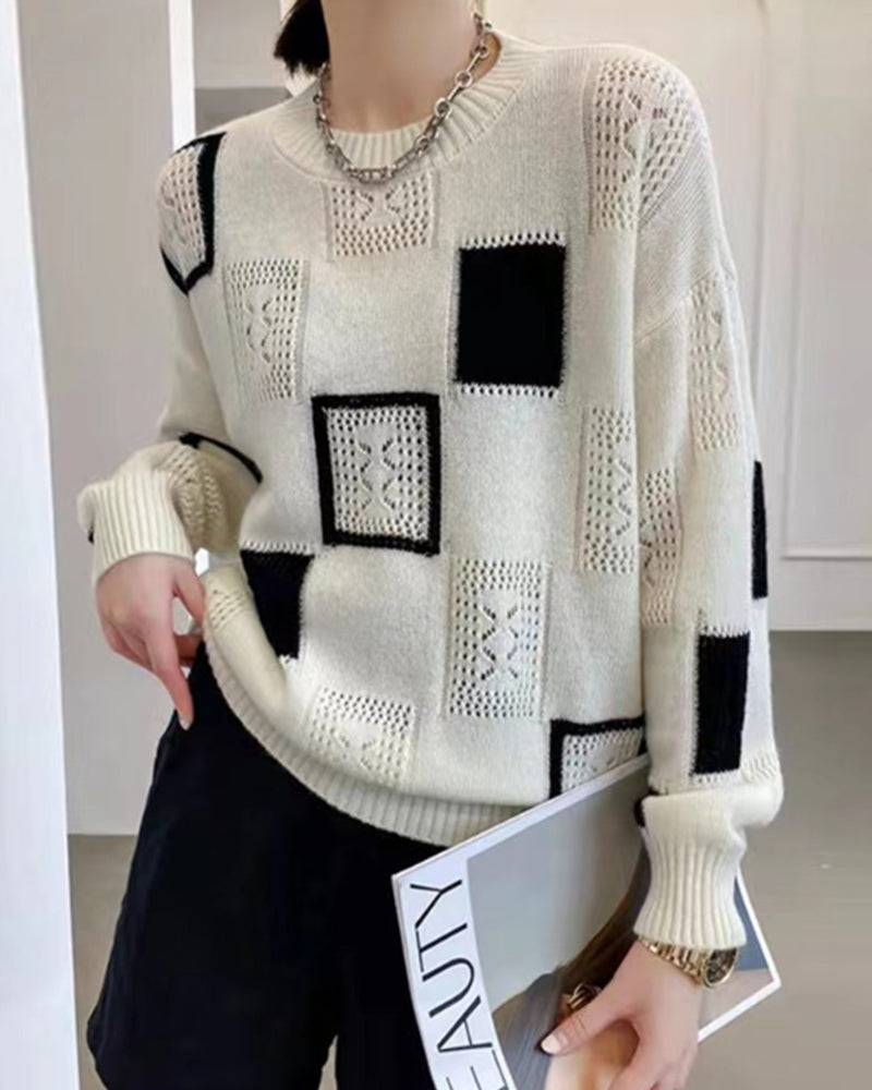 Drune | Strickpullover mit grafischem Muster - Casual Damen Pullover für Herbst & Winter