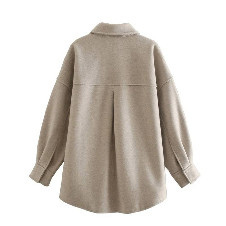 Drune | Wolle Shacket - Lockere Passform - Neutrale Farbe - Lässiges Layering-Essential