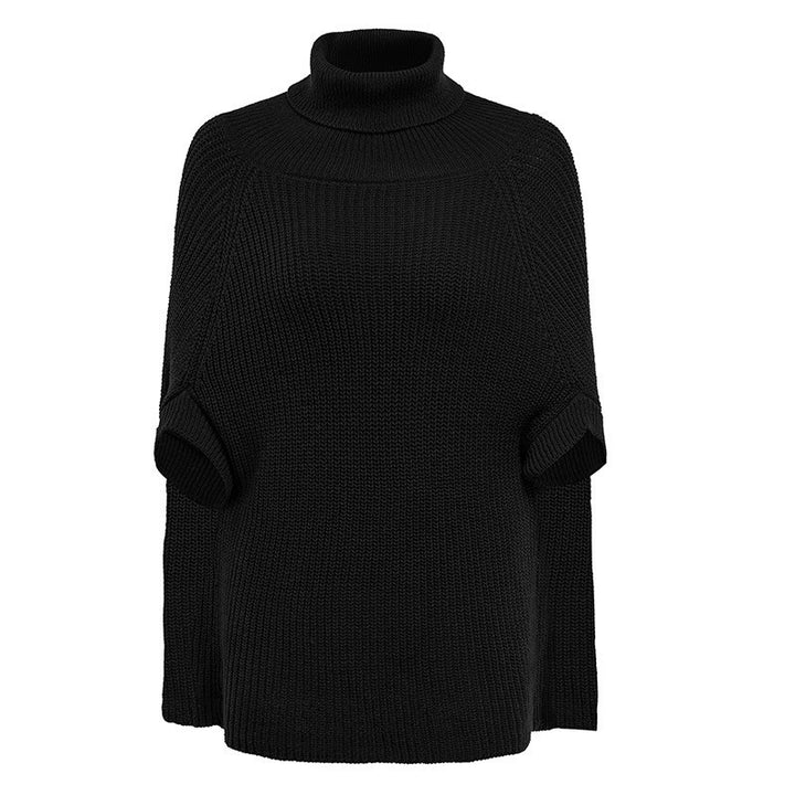 Damen Strickpullover mit weitem Stehkragen und klassischem Cape-Design Drune