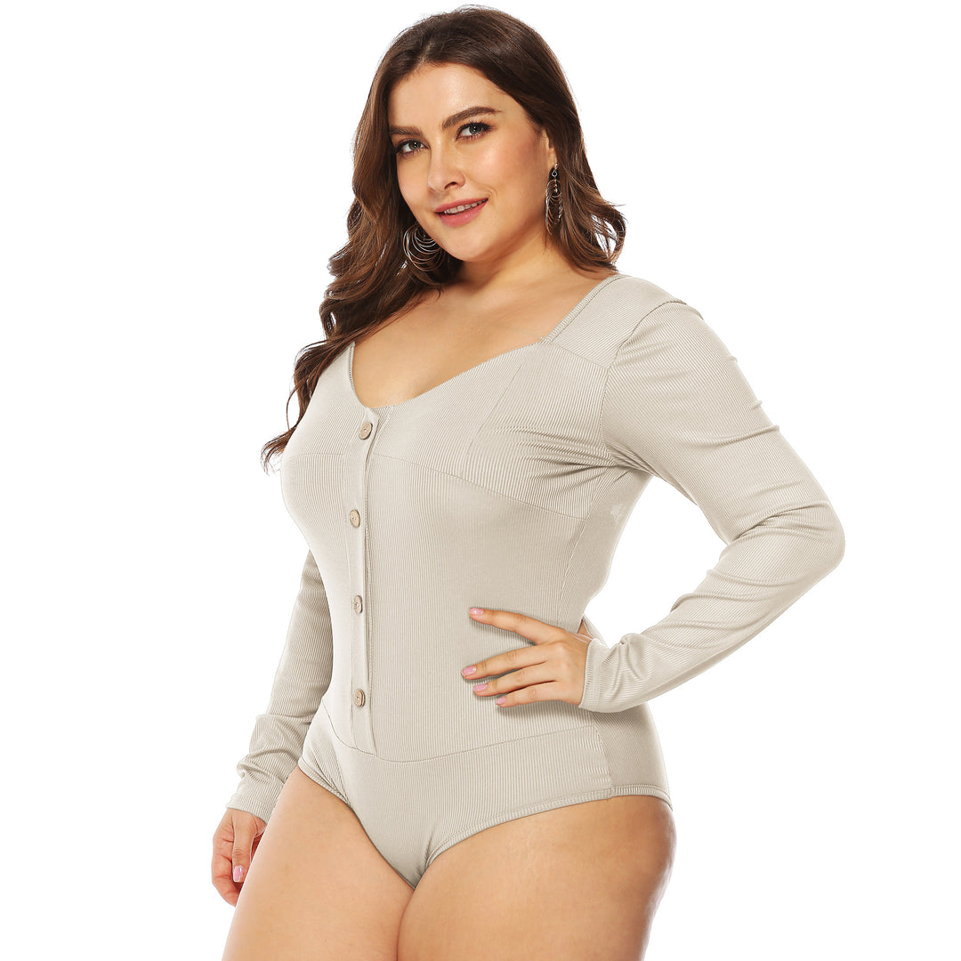 Damen Einteiler mit langen Ärmeln und Knopfdetails Drune