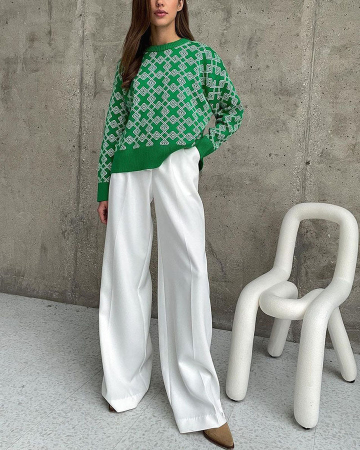 Drune | Muster Strickpullover Weich und Trendy Statement-look