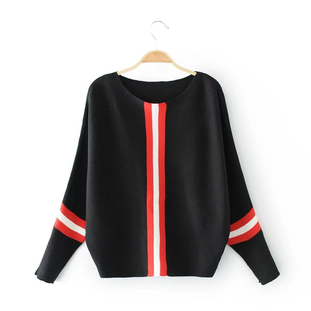 Damen Lässiger Strickpullover mit modernen Streifen und weitem Schnitt Drune