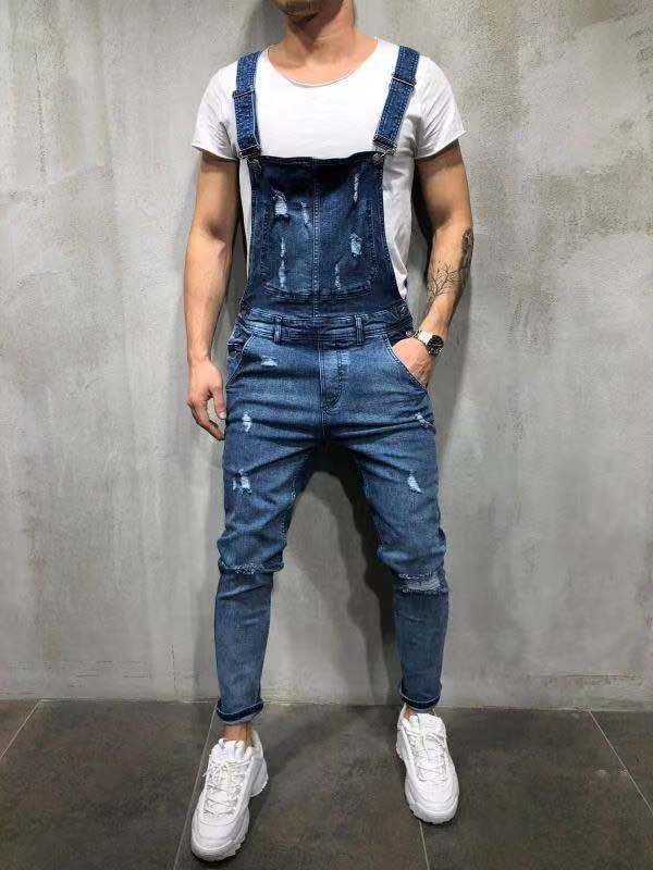 Herren Latzhose im modernen urbanen Stil mit stylischen Zerstörungen Drune