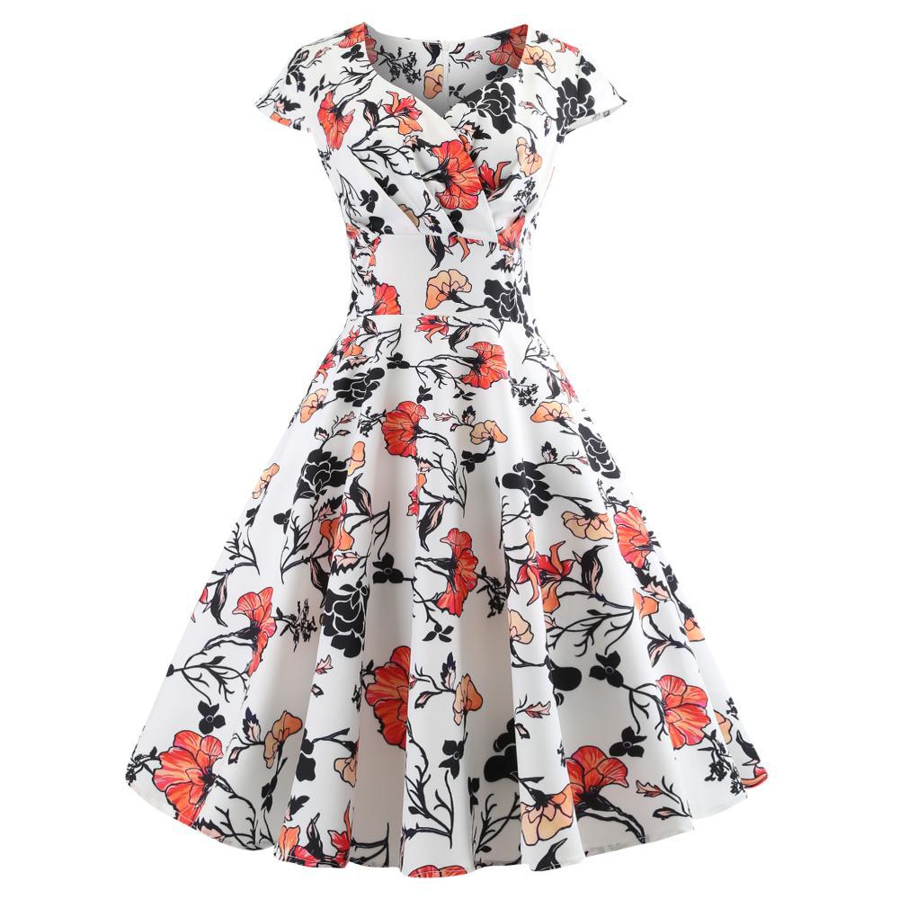 Damen A-linien Kleid mit floralem Design und elegantem Wickelausschnitt Drune